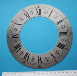 109.34 geslepen aluminium wijzerrand met Romeinse cijfers, 180 mm