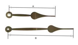 sch020 Quarzt wijzerset, model 'schoppen' goud 83/118 mm