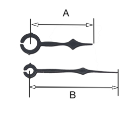 MQ 19 Wijzers voor miniquartz model 'diamant', staal, 15/22 mm