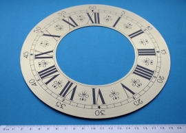 109.38 geslepen aluminium wijzerrand met Romeinse cijfers, 204 mm