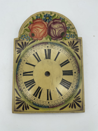 sw.037 antieke Schwartzwalder/appelklok wijzerplaat met floraal decor