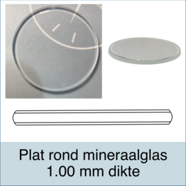 Plat rond mineraal glas dikte 1.00 mm