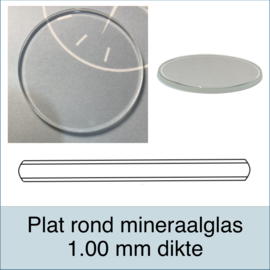Plat rond mineraalglas dikte 1.00 mm