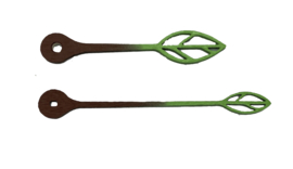 CHK012 houten quartz wijzerset model 'leaf' groen en bruin 90/112 mm