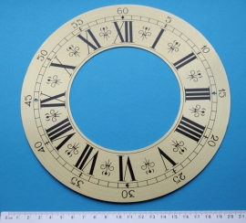 109.38 geslepen aluminium wijzerrand met Romeinse cijfers, 204 mm