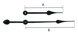 Cos69 Lange quartz wijzerset model 'schoppen' voor extra sterk quartz 180/230 mm