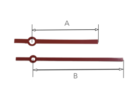 Mod53. moderne wijzerset voor quartz in rood 60/80 mm