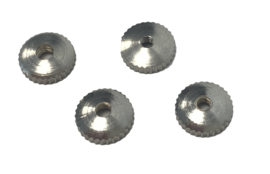 HS1.  Set van 4 messing wijzerasmoertjes, ribbel, 2.1, 2.3, 2.4 en 2.5  mm,  afwijkende maten