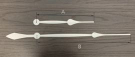 Cos67 Zeer lange quartz wijzerset model 'schoppen' in wit, voor extra sterk quartz 280/450 mm