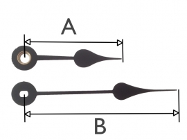 sch70.11 Quarzt wijzerset, model 'schoppen' 63/90 mm