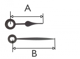 QEF16.1 Quarzt wijzerset, model 'schoppen' zwart 19/27 mm