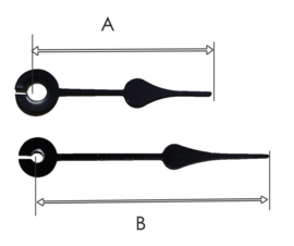 MQ 00 Wijzers voor miniquartz model 'schoppen' 30/40 mm