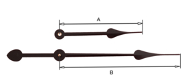 UT702 Quartz wijzerset model 'schoppen' voor extra sterk quartz 145/206 mm