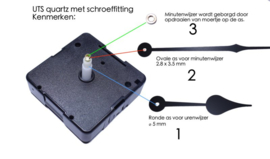 UTS quartz met melodie, speaker en slingermechanisme, aslengte 16 mm, Duitsland