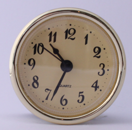 6164. Insteek quartz met goudkleurige rand en wijzerplaat, 61 mm