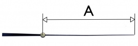 305.zw. Secondewijzer voor quartz. 128mm. in zwart