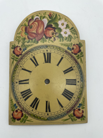 sw.036 antieke Schwartzwalder/appelklok wijzerplaat met floraal decor