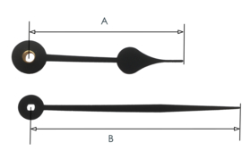 LCC.1 stalen quart wijzerset, zwart, Nederland  80/110 mm