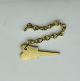 Messing insteekpen met ketting voor Friese staartklok 44 mm