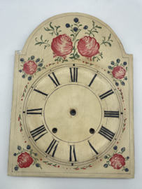 sw.046 antieke Schwartzwalder/appelklok wijzerplaat met floraal decor