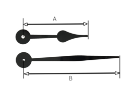 CH01 wijzers model 'schoppen', 116/170 mm