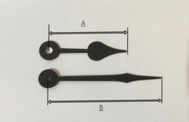 sch82 Quarzt wijzerset, model 'schoppen' in zwart voor Seiko quartz 62/90 mm