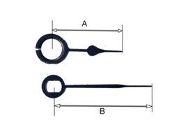 sch997 Quarzt wijzerset, model 'schoppen' zwart 18/25 mm