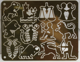 N 94. Zodiac figuren, dierenriem,  sterrenbeeld figuren in Messing, 20 mm