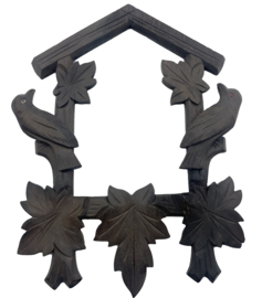 Ko3 Vintage houten ornament/omlijsting voor een koekoeksklok, 26,5 x 20,5 cm