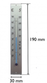 RS.4 opbouw thermometer, kunststof, zilverkleur, 190 mm.