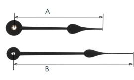 modEF05 wijzerset model 'schoppen' in zwart, 100/133 mm