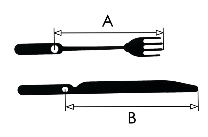 CH061 'mes en vork' bestek wijzerset, 75/90 mm