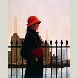 The woman with the red hat