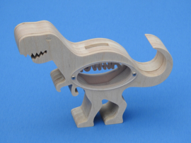 Spaarpot met eigen naam model Dinosaurus T-rex van hout.