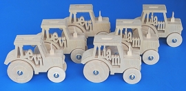 Spaarpot hout met eigen naam model Tractor.