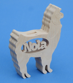 Spaarpot met eigen naam model Alpaca.