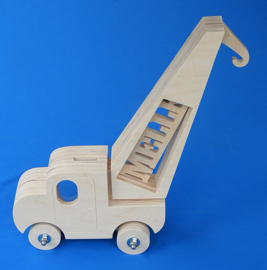 Spaarpot hout met eigen naam model Kraanwagen.