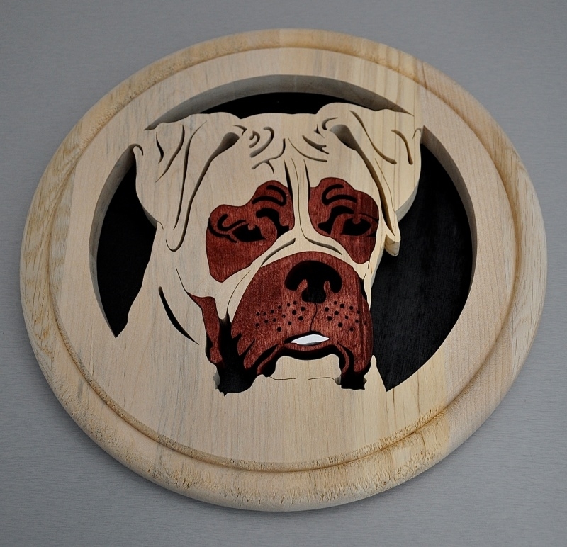 Wandbord hout Boxer Houtwerken van honden woodengifts