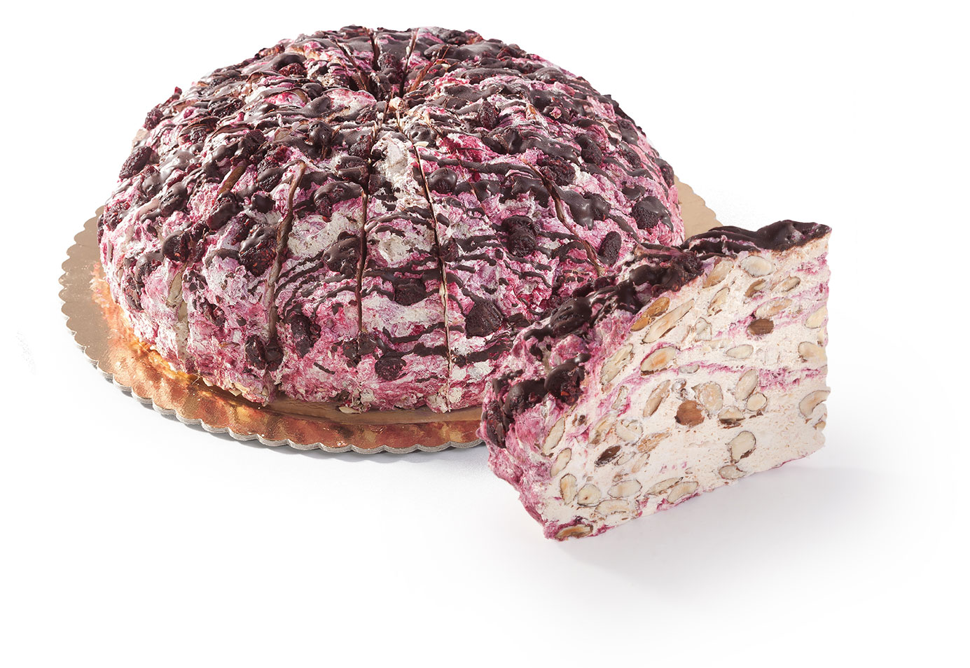 Nougat punt Rivoltini / Nogataart zacht met Frambozen | ca 200Gram/ t.h.t. 31-12-2026