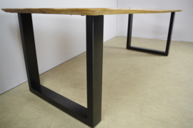 Bibi Eettafel Massief Mango met U poot recht 240 cm met verjong rand