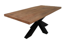 CILIAN Mango eettafel met kruis poot div. maten. van 180 tot 260 cm  nu een actie prijs van af