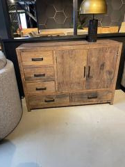 BRENT WW dressoir 120 x 85 x 40 oud hout met 5 lades 2 deuren voorraad