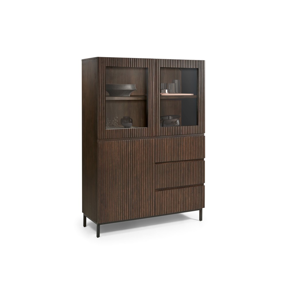 Sevilla vitrinekast 120 c in sterk Acacia hout 3d 3 l voor de laagste prijs