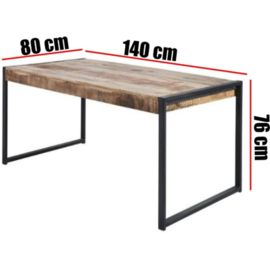 SOHOTO Eettafel 140 cm Lengte Mango met metaal  voor een speciale prijs