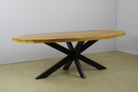 BODI  Ovaal eettafel 210 x 100 cm massief Mango met Matrix poot