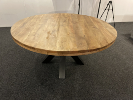 BRITT  eettafel Mango blad rond 150 cm "Ø" metaal poot voor een actie prijs