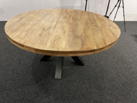 BRITT  eettafel Mango blad rond 150 cm "Ø" metaal poot voor een actie prijs