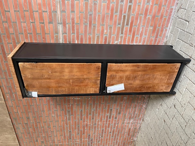 COD  collectie 2 deurs kast  Front blank mango en zwart metaal180x40x50 laagste prijs