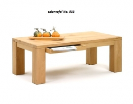 533/10Salontafel Massief eiken 130 x 70 x 48 cm met lade nu in de actie