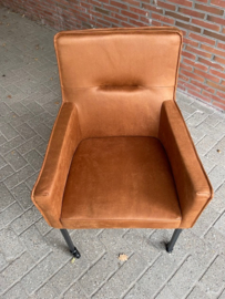 TopTop eetkamer stoel in Eco leer Cognac met wielen tijdelijk voor maar
